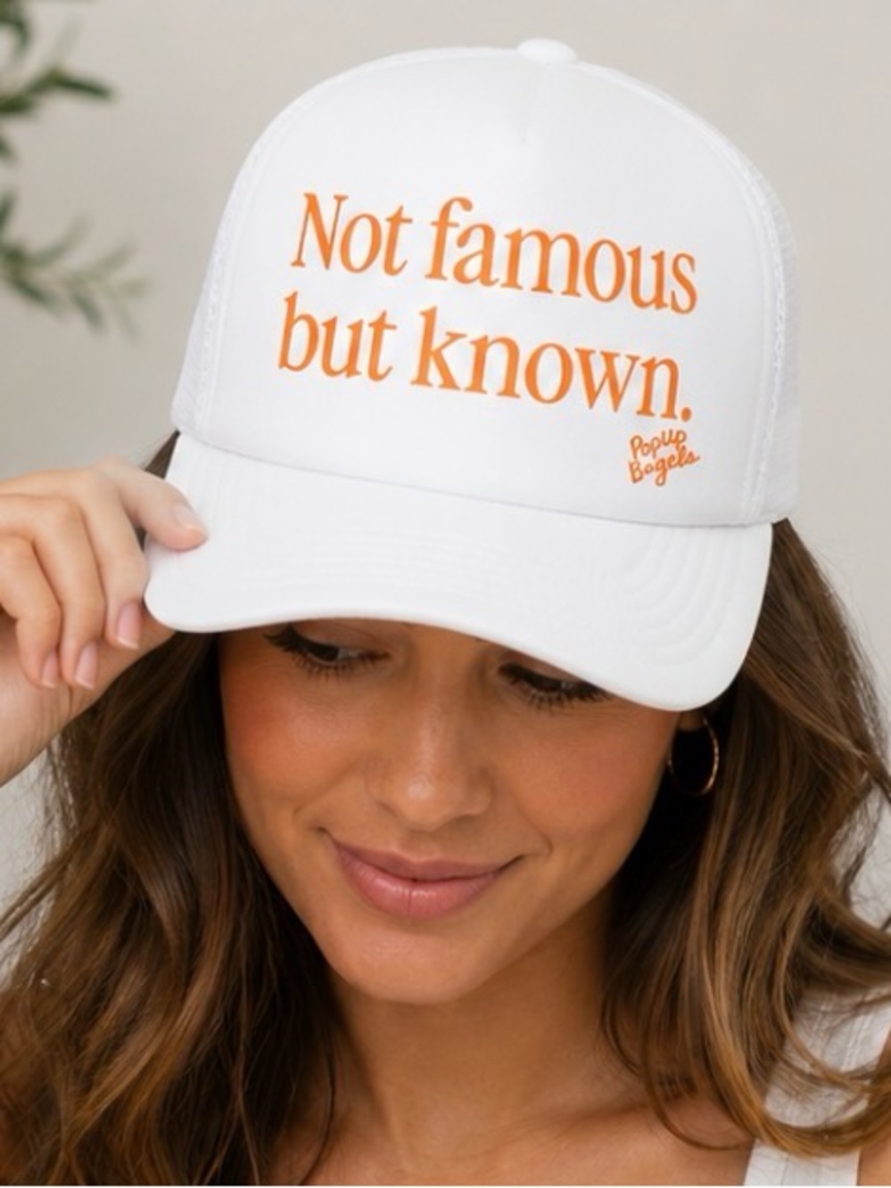 Pop Up Bagels White Orange Trucker Hat One Size Fits Most Adjustable Unisex New